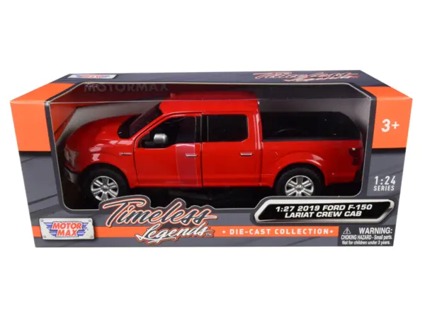 2019 Ford F-150 Lariat Crew Cab Pickup Truck Red 1/24-1/27 Diecast Model Car by Motormax #1