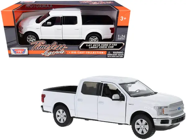 2019 Ford F-150 Lariat Crew Cab Pickup Truck White 1/24-1/27 Diecast Model Car by Motormax #1
