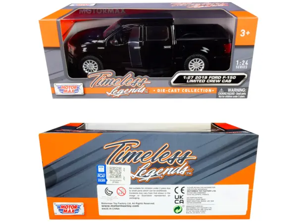 2019 Ford F-150 Limited Crew Cab Pickup Truck Black 1/24-1/27 Diecast Model Car by Motormax #3