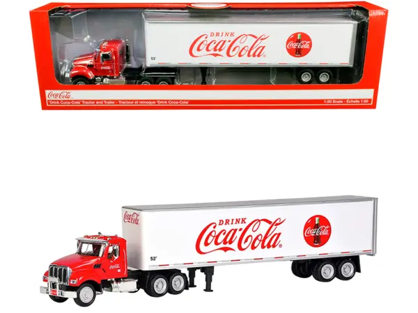 Truck Tractor with 53' Trailer "Drink Coca-Cola" Red and White 1/50 Diecast Model by Motorcity Classics #1
