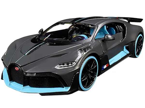 Bugatti Divo Satin Charcoal Gray with Carbon and Blue Accents "Special Edition" 1/24 Diecast Model Car by Maisto #2