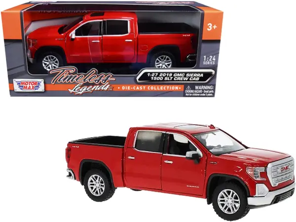 2019 GMC Sierra 1500 SLT Crew Cab Pickup Truck Red 1/24-1/27 Diecast Model Car by Motormax #1