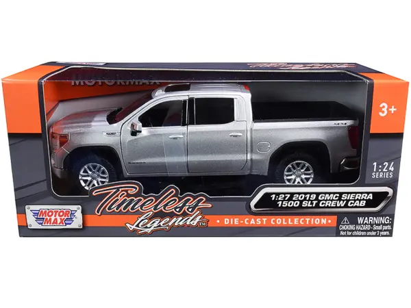 2019 GMC Sierra 1500 SLT Crew Cab Pickup Truck Silver Metallic 1/24-1/27 Diecast Model Car by Motormax #1