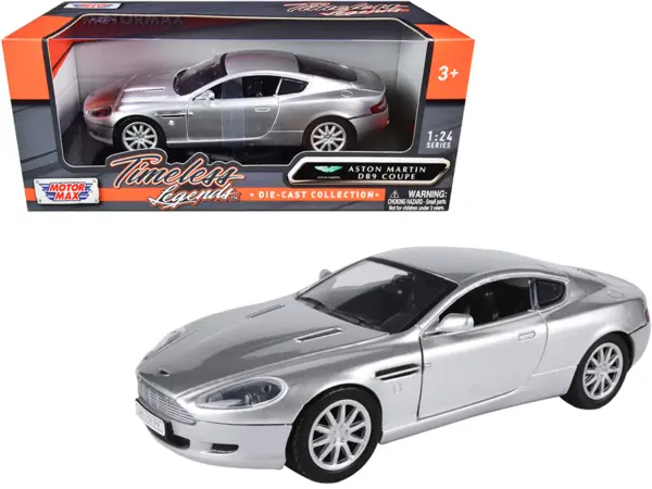 Aston Martin DB9 Coupe Silver Metallic "Timeless Legends" 1/24 Diecast Model Car by Motormax #1