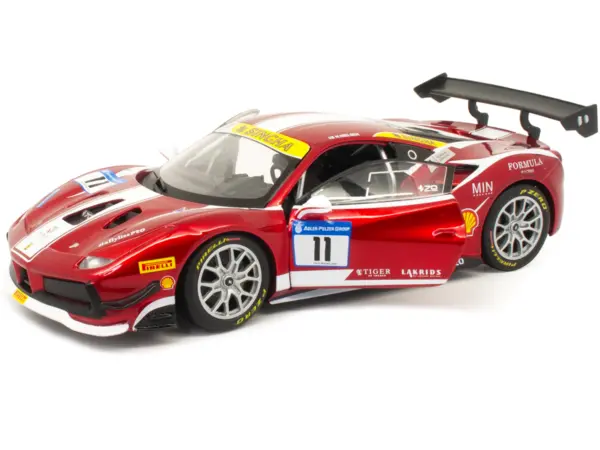 Ferrari 488 Challenge #11 Candy Red with White Stripes "Ferrari Racing" 1/24 Diecast Model Car by Bburago #2