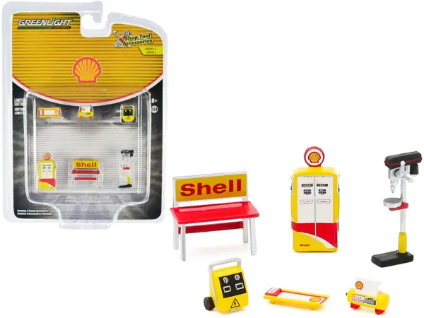 "Shell Oil" 6 piece Shop Tools Set "Shop Tool Accessories" Series 3 1/64 by Greenlight #1