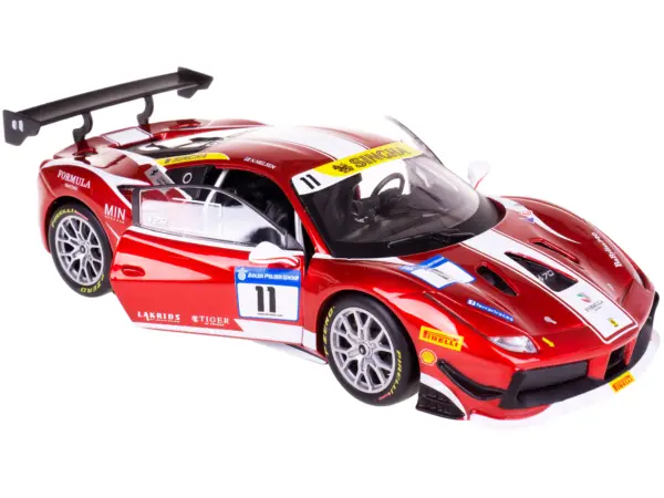 Ferrari 488 Challenge #11 Candy Red with White Stripes "Ferrari Racing" 1/24 Diecast Model Car by Bburago #3