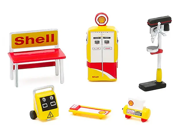 "Shell Oil" 6 piece Shop Tools Set "Shop Tool Accessories" Series 3 1/64 by Greenlight #2