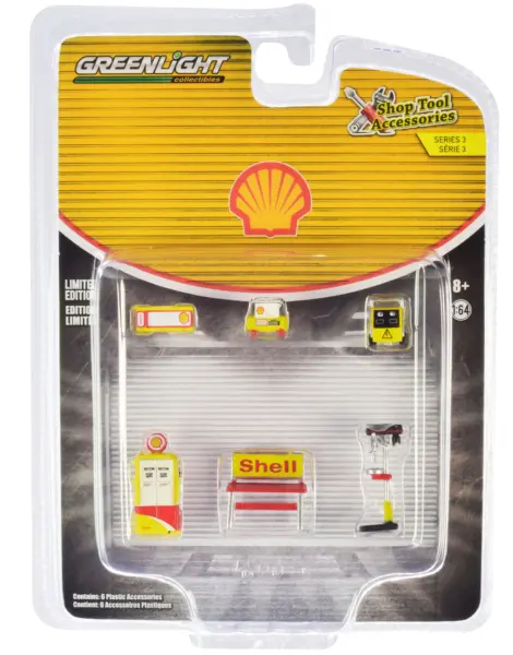 "Shell Oil" 6 piece Shop Tools Set "Shop Tool Accessories" Series 3 1/64 by Greenlight #3