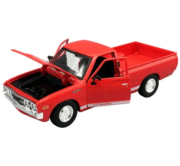 1973 Datsun 620 Pickup Truck "Li'l Hustler" Red with White Stripes "Special Edition" Series 1/24 Diecast Model Car by Maisto #2