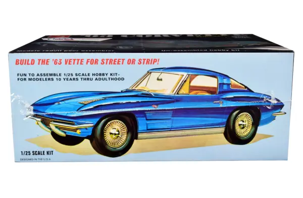 Skill 2 Model Kit 1963 Chevrolet Corvette Stingray 1/25 Scale Model by AMT #3