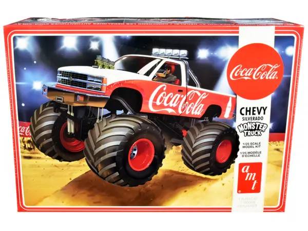Skill 2 Model Kit Chevrolet Silverado Monster Truck "Coca-Cola" 1/25 Scale Model by AMT #1