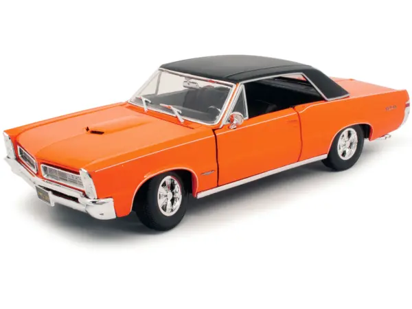 1965 Pontiac GTO Hurst Orange with Black Top and White Stripes "Special Edition" 1/18 Diecast Model Car by Maisto #2
