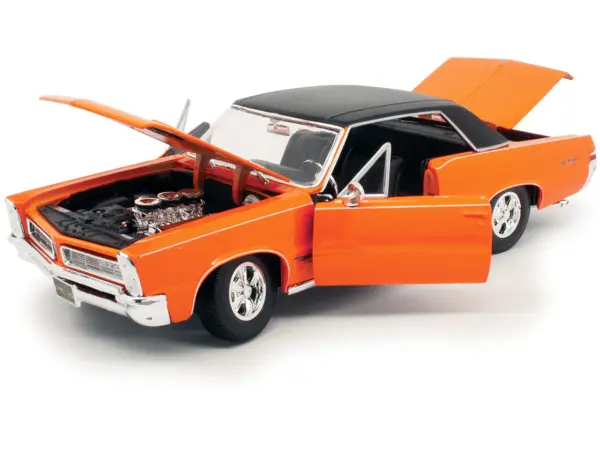1965 Pontiac GTO Hurst Orange with Black Top and White Stripes "Special Edition" 1/18 Diecast Model Car by Maisto #3