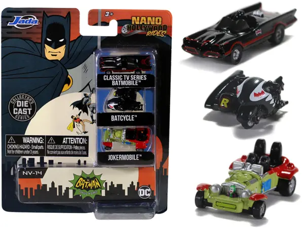 "Batman" (1966-1968) Classic TV Series 3 piece Set "Nano Hollywood Rides" Diecast Models by Jada #1