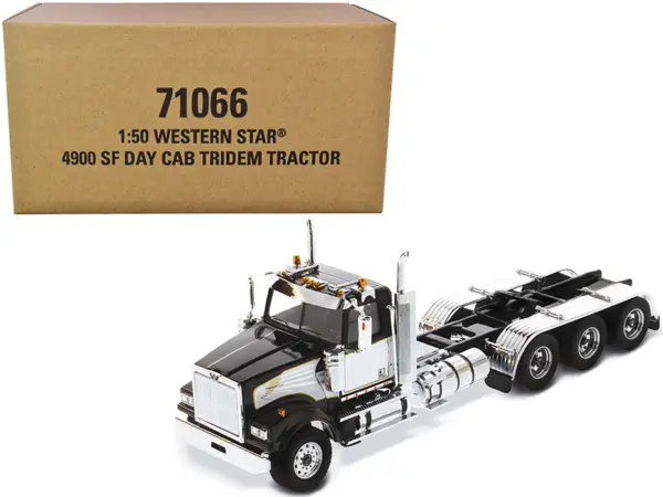 Western Star 4900 SF Tridem Day Cab Truck Tractor Black "Transport Series" 1/50 Diecast Model by Diecast Masters #1