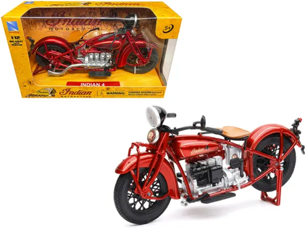 1930 Indian 4 Red 1/12 Diecast Motorcycle Model by New Ray #1