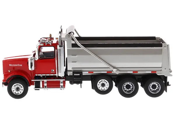 Western Star 4900 SF Dump Truck Red and Silver 1/50 Diecast Model by Diecast Masters #2