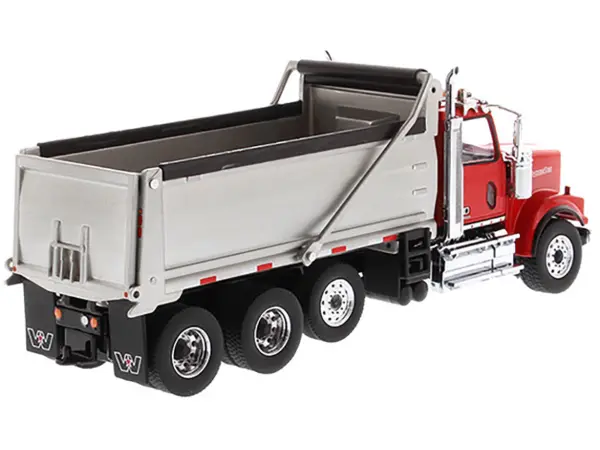 Western Star 4900 SF Dump Truck Red and Silver 1/50 Diecast Model by Diecast Masters #3