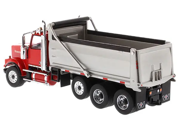 Western Star 4900 SF Dump Truck Red and Silver 1/50 Diecast Model by Diecast Masters #4
