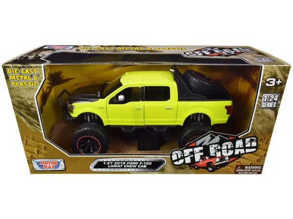 2019 Ford F-150 Lariat Crew Cab Pickup Truck Off Road Bright Green 1/27 Diecast Model Car by Motormax #1