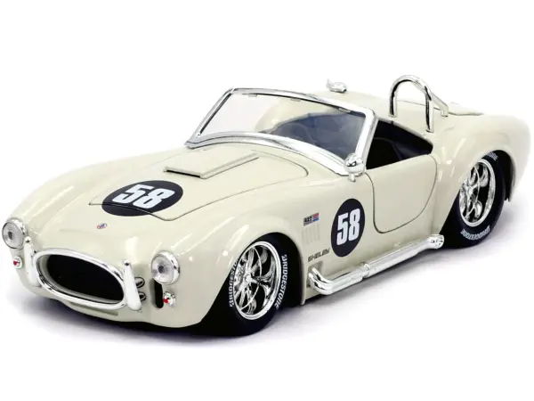 1965 Shelby Cobra 427 S/C #58 Cream "Bigtime Muscle" 1/24 Diecast Model Car by Jada #2