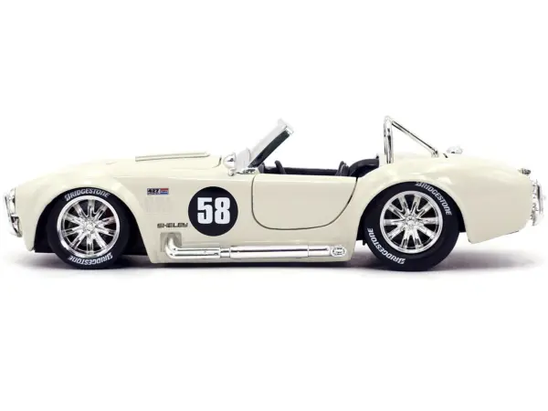 1965 Shelby Cobra 427 S/C #58 Cream "Bigtime Muscle" 1/24 Diecast Model Car by Jada #3