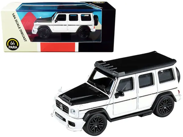 Mercedes AMG G63 Liberty Walk Wagon White with Black Hood and Top 1/64 Diecast Model Car by Paragon #1