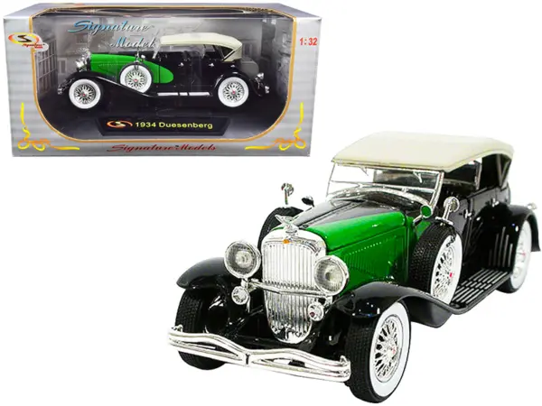 1934 Duesenberg Black and Green 1/32 Diecast Model Car by Signature Models #1