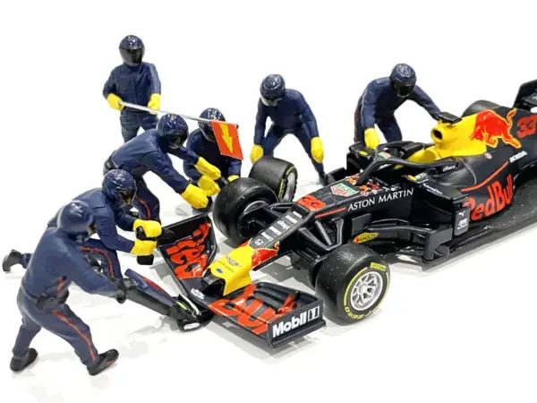Formula One F1 Pit Crew 7 Figurine Set Team Blue for 1/43 Scale Models by American Diorama #2