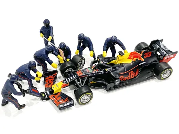 Formula One F1 Pit Crew 7 Figurine Set Team Blue for 1/43 Scale Models by American Diorama #3
