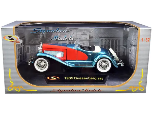 1935 Duesenberg SSJ Convertible Blue and Red 1/32 Diecast Model Car by Signature Models #1