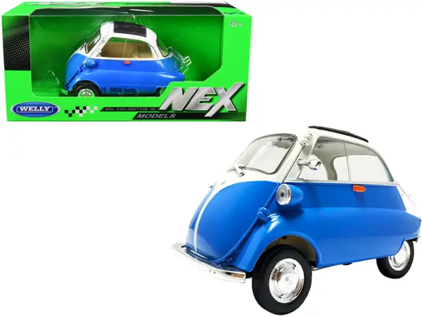 BMW Isetta Blue and White "NEX Models" 1/18 Diecast Model Car by Welly #1