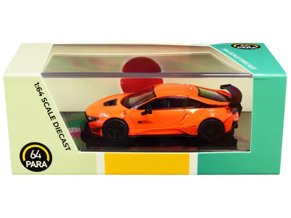 BMW i8 Liberty Walk Orange 1/64 Diecast Model Car by Paragon #1