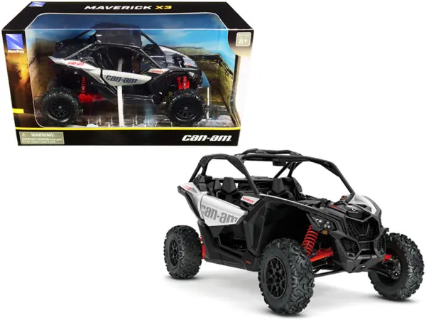 CAN-AM Maverick X3 ATV Hyper Silver and Red 1/18 Diecast Model by New Ray #1
