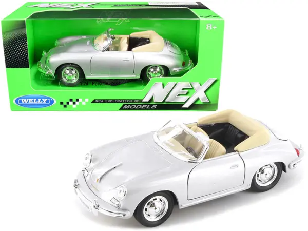 Porsche 356B Roadster Silver "NEX Models" 1/24 Diecast Model Car by Welly #1