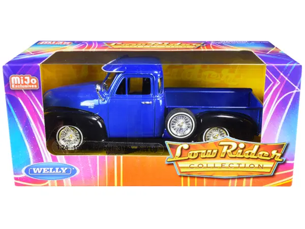 1953 Chevrolet 3100 Pickup Truck Blue and Black "Low Rider Collection" 1/24 Diecast Model Car by Welly #1