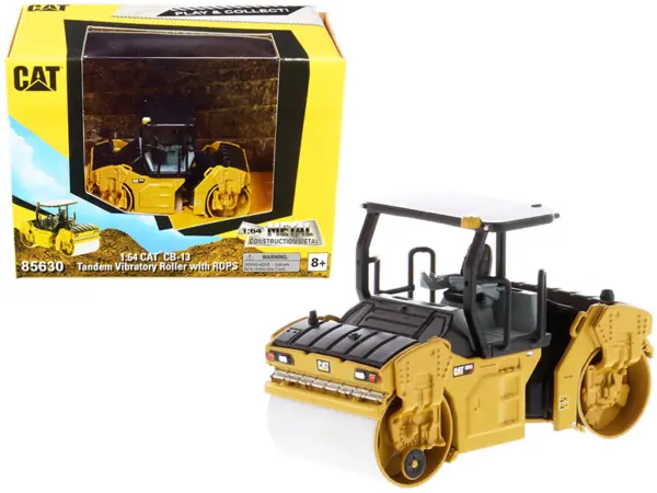 CAT Caterpillar CB-13 Tandem Vibratory Roller with ROPS "Play & Collect!" Series 1/64 Diecast Model by Diecast Masters #1