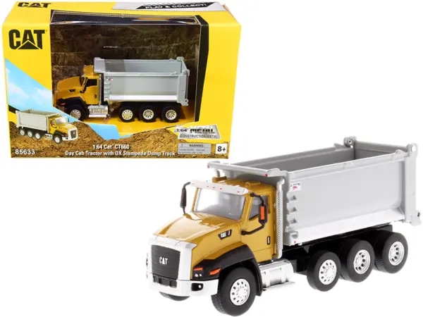 CAT Caterpillar CT660 Day Cab Tractor with OX Stampede Dump Truck "Play & Collect!" Series 1/64 Diecast Model by Diecast Masters #1