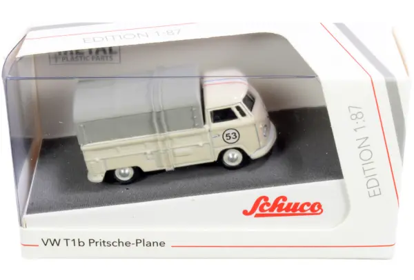 Volkswagen T1b Pritsche Plane Pickup Truck with Canopy #53 Cream 1/87 (HO) Diecast Model by Schuco #3
