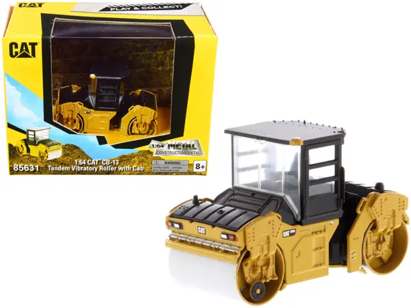 CAT Caterpillar CB-13 Tandem Vibratory Roller with Cab "Play & Collect!" Series 1/64 Diecast Model by Diecast Masters #1