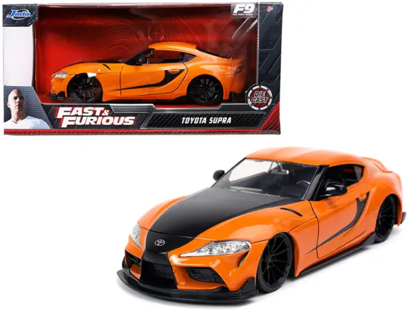 Toyota Supra Orange with Black Stripes "Fast & Furious 9 F9" (2021) Movie 1/24 Diecast Model Car by Jada #1