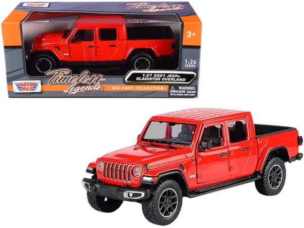 2021 Jeep Gladiator Overland (Closed Top) Pickup Truck Red 1/24-1/27 Diecast Model Car by Motormax #1