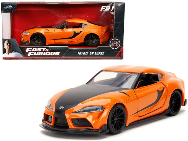 Toyota GR Supra Orange with Black Stripes "Fast & Furious 9 F9" (2021) Movie 1/32 Diecast Model Car by Jada #1