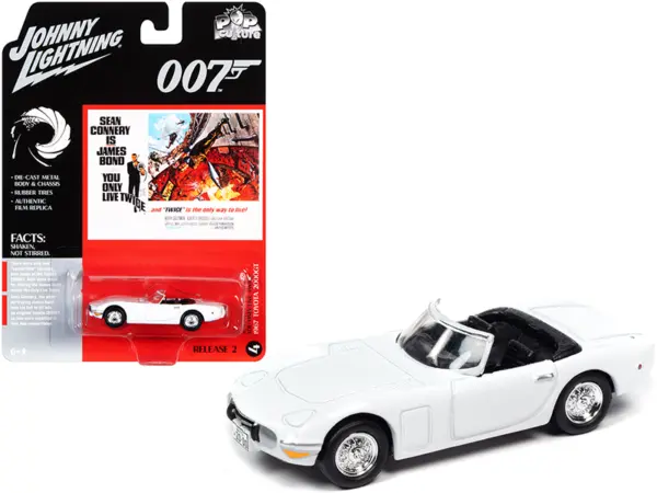1967 Toyota 2000GT Convertible White (James Bond 007) "You Only Live Twice" (1967) Movie "Pop Culture" Series 1/64 Diecast Model Car by Johnny Lightning #1