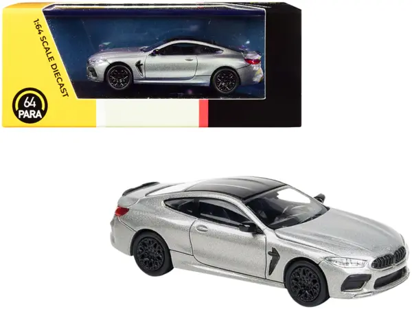 BMW M8 Coupe Donington Gray Metallic with Black Top 1/64 Diecast Model Car by Paragon #1