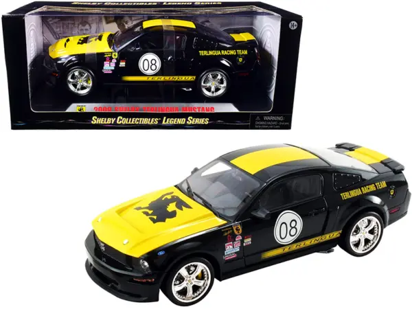 2008 Ford Shelby Mustang #08 "Terlingua" Black and Yellow "Shelby Collectibles Legend" Series 1/18 Diecast Model Car by Shelby Collectibles #1