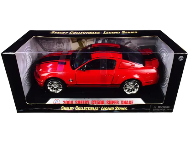 2008 Ford Shelby Mustang GT500 Super Snake Red with Black Stripes "Shelby Collectibles Legend" Series 1/18 Diecast Model Car by Shelby Collectibles #1