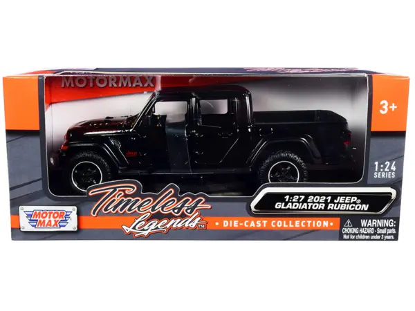 2021 Jeep Gladiator Rubicon (Closed Top) Pickup Truck Black 1/24-1/27 Diecast Model Car by Motormax #3