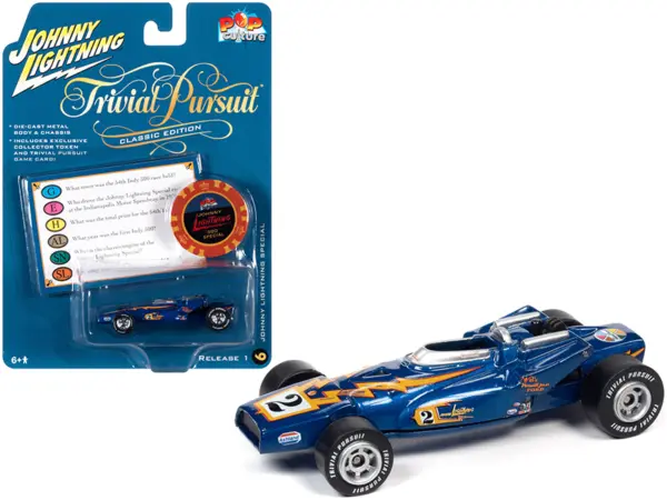 Johnny Lightning Special Blue Metallic with Poker Chip (Collector Token) and Game Card "Trivial Pursuit" "Pop Culture" Series 1/64 Diecast Model Car by Johnny Lightning #1